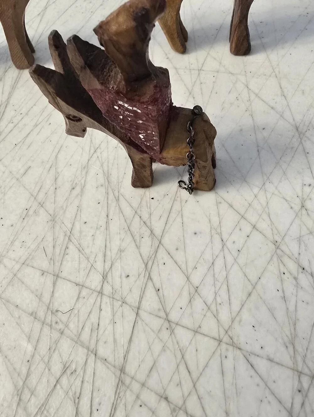 VTG Bethlehem Camel Olive Wood Hand Carved  Figurines 2 Donkeys 3 Camel READ